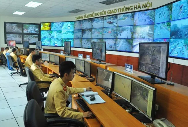 Trung tâm Giao thông và Điều khiển đèn tín hiệu giao thông thuộc Phòng CSGT TP Hà Nội. Ảnh: Thành An
