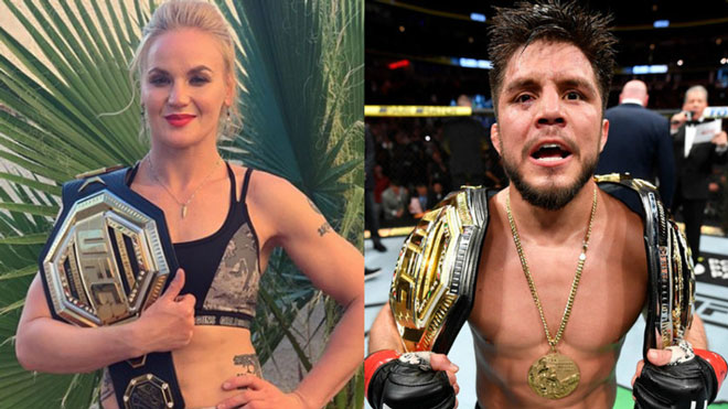 Henry Cejudo (phải) là người thách đấu đả nữ Valentina Shevchenko (trái) trước