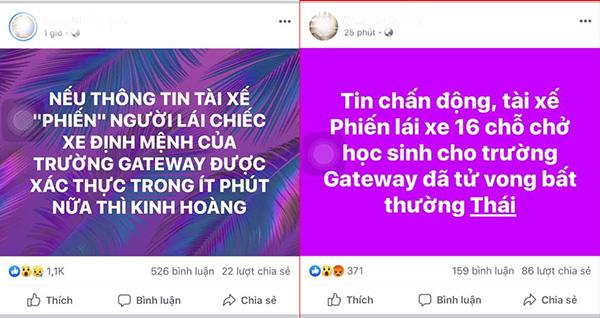 Thông tin thất thiệt được một số tài khoản facebook đăng tải gây hoang mang dư luận.