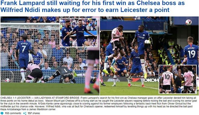 Tờ Daily Mail cho rằng Lampard và các học trò đã quá may mắn