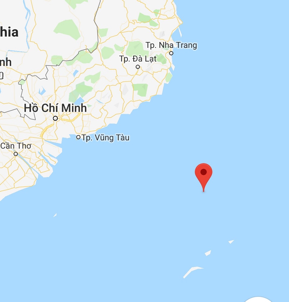 Tọa độ tàu KH 95678 gặp nạn cách mũi Vũng Tàu 182 hải lý. Ảnh: Đông Phong