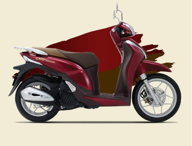 Honda SH mode màu đỏ đậm.