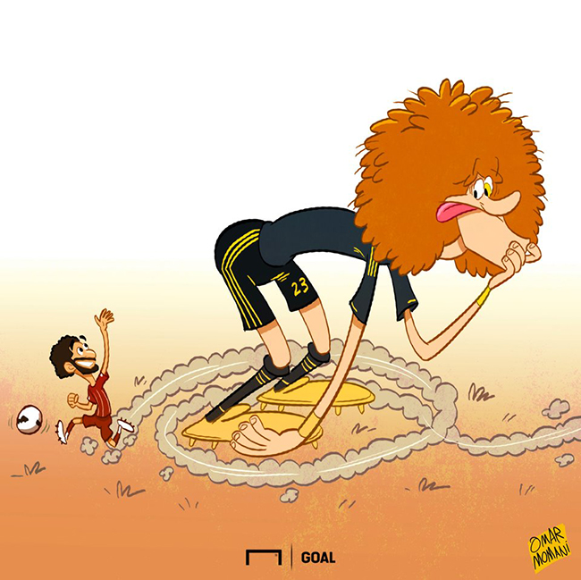 Daviz Luiz bị Salah "quần" cho chóng mặt.