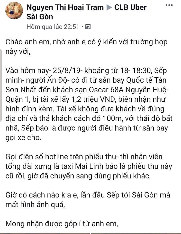 Khách hàng bức xúc vì cước di chuyển rất cao.&nbsp;