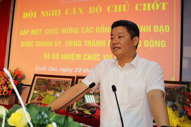 Ông Nguyễn Mạnh Quyền, Giám đốc Sở Kế hoạch và Đầu tư thời điểm đang giữ chức vụ Bí thư kiêm Chủ tịch UBND huyện Quốc Oai - Ảnh: Quốc Oai