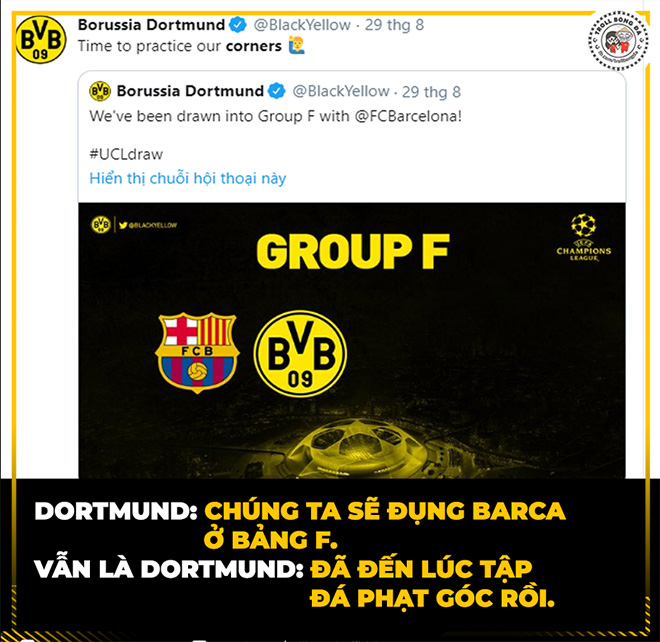 Dortmund chuẩn bị sau khi hay tin cùng bảng Barca tại C1.