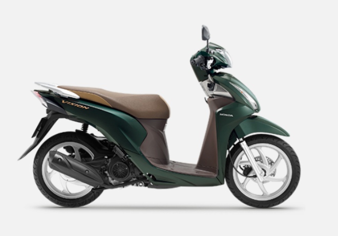 Honda Vision cao cấp màu xanh lục nâu.