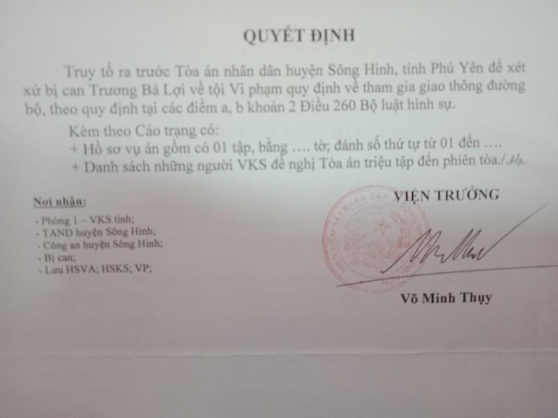 Lợi bị truy tố về tội vi phạm quy định về tham gia giao thông đường bộ