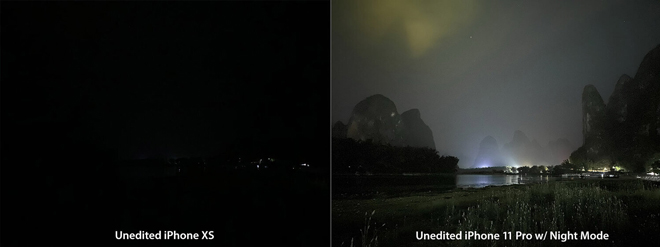 Chế độ Night Mode của iPhone 11 Pro và iPhone XS năm ngoái.