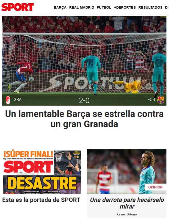 Tờ Sport chỉ trích dữ dội Barcelona sau thất bại