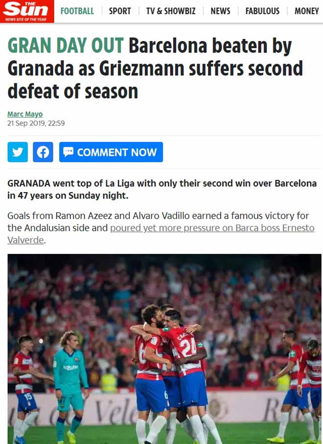 The Sun thì thất vọng với siêu sao Griezmann