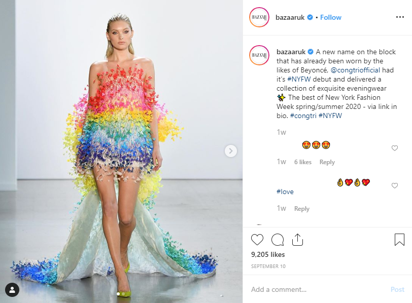 Instagram của&nbsp;Harper's Bazaar đăng tải ảnh thiết kế của Công Trí.&nbsp;