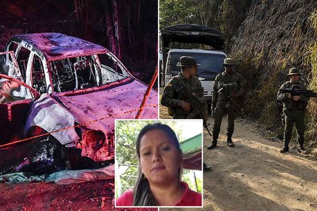 Hiện trường chiếc xe chở chính trị gia Colombia nổ tung.