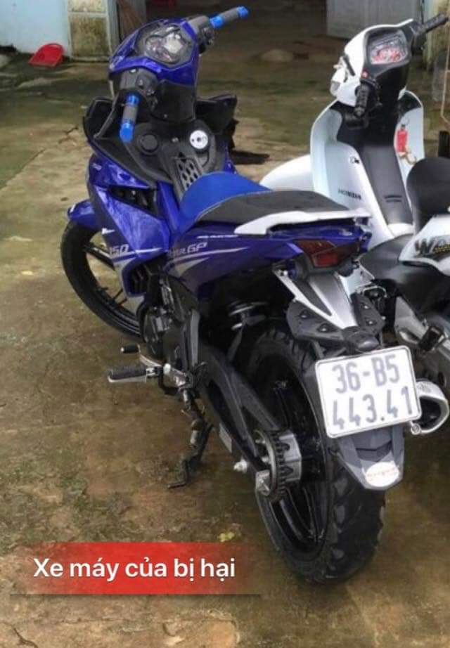 Chiếc xe máy Yamaha của nạn nhân, tang vật vụ án.