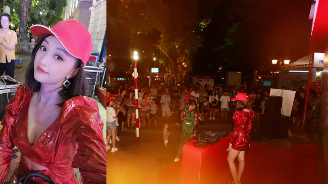 Vừa qua, một sự kiện tổ chức ở phố đi bộ Hà Nội đã thu hút hàng nghìn người theo dõi bởi tiếng nhạc bắt tai cùng sự xuất hiện của một nữ DJ xinh đẹp.
