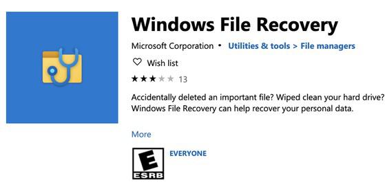 Cài đặt ứng dụng Windows File Recovery trên Windows Store. Ảnh: MINH HOÀNG