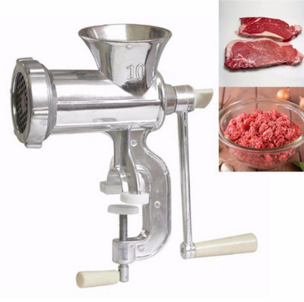 Chiếc máy xay thịt bằng tay được người bán giới thiệu sáng bóng và có rất nhiều công dụng