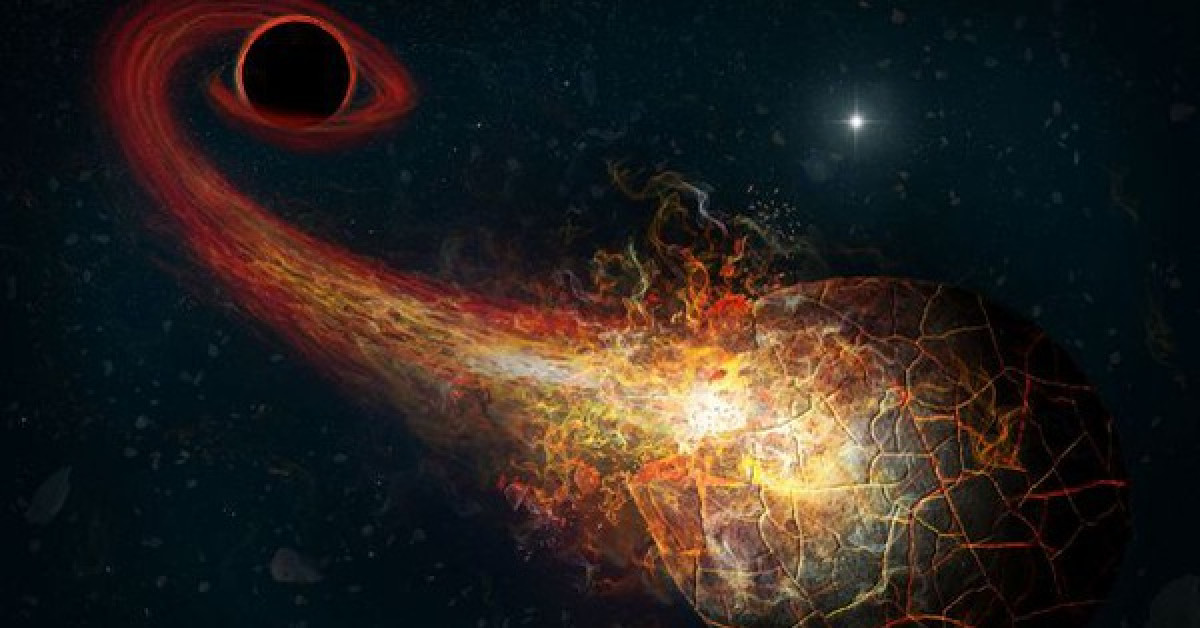 Ảnh đồ họa mô tả một lỗ đen đang ngấu nghiến vật chất ở khu vực rìa Hệ Mặt Trời - ảnh: M. Weiss