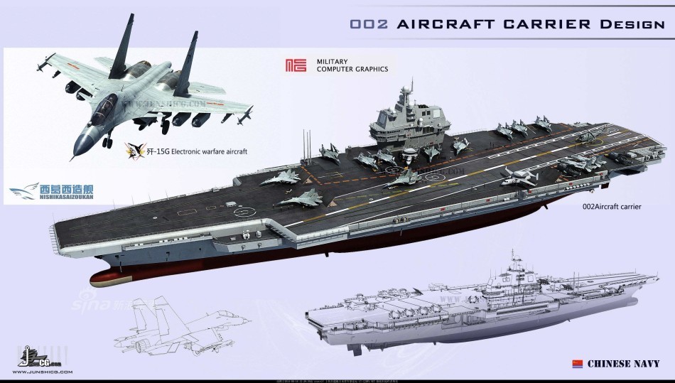 Đồ họa tàu sân bay Type 002 của Trung Quốc. Ảnh: Chinese Navy