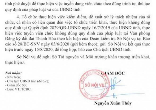 Văn bản truyền đạt ý kiến chỉ đạo của Chủ tịch UBND tỉnh Thanh Hóa