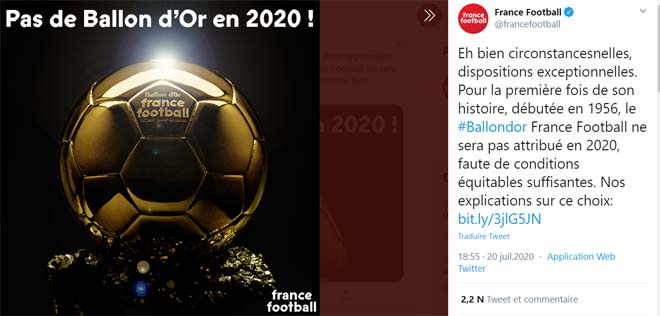 France Football xác nhận không tổ chức lễ trao giải Quả bóng vàng 2020
