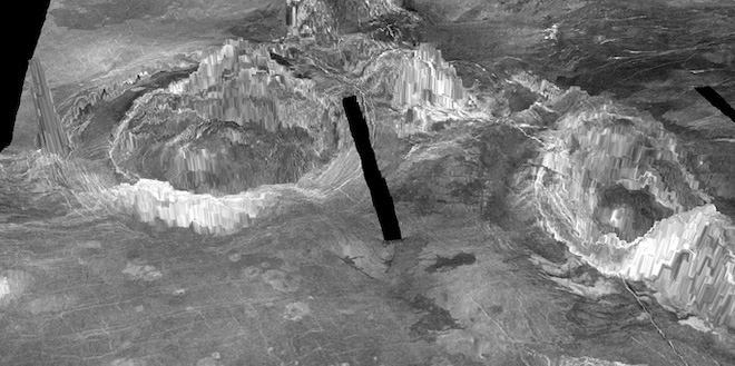 Những cấu trúc trên bề mặt Sao Kim là những núi lửa đang còn hoạt động - ảnh: Đại học Maryland