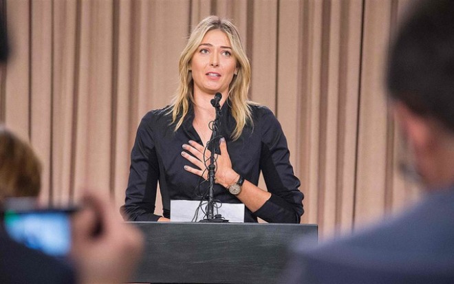 Sharapova nghẹn ngào trong buổi họp báo công bố án cấm thi đấu vì sử dụng doping năm 2016