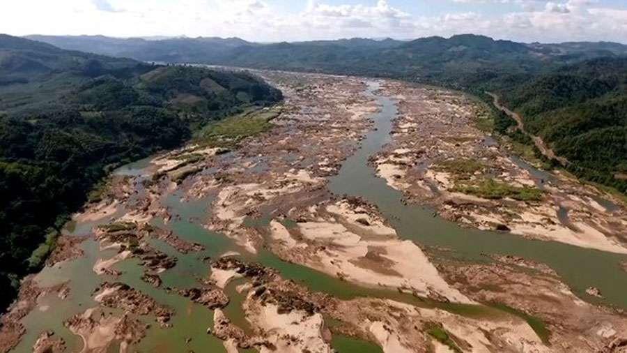 Sông Me Kong đoạn chảy ra Thái Lan trong mùa hạn (ảnh: Reuters)