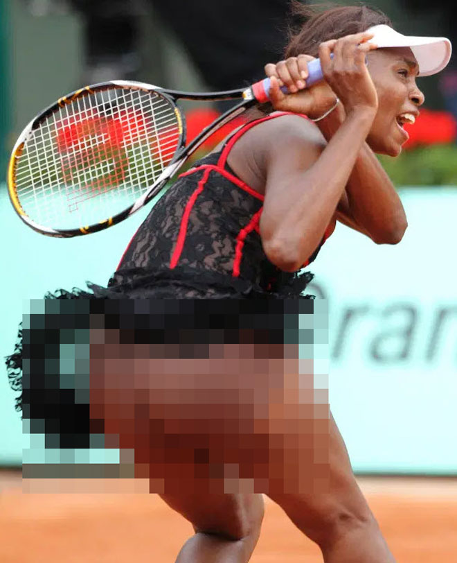 Venus Williams khiến nhiều người "hoa mắt" khi mặc đồ lót trùng với màu da tại Roland Garros 2010