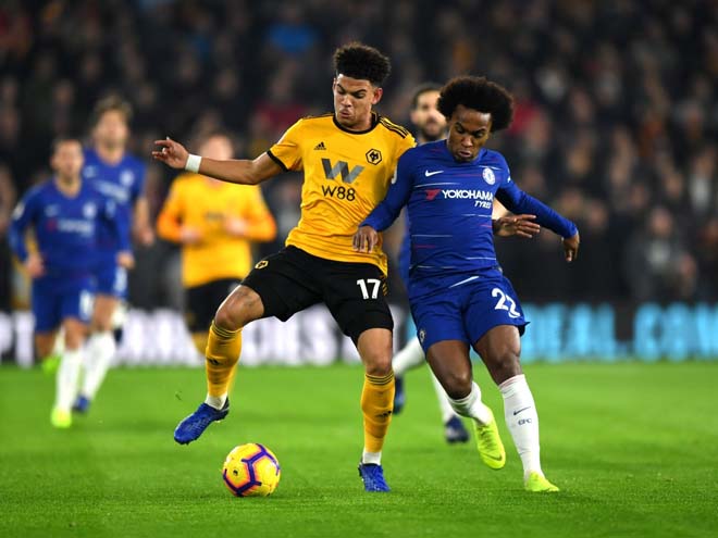 Chelsea (áo xanh) quyết tâm đánh bại Wolves để giành vé Champions League