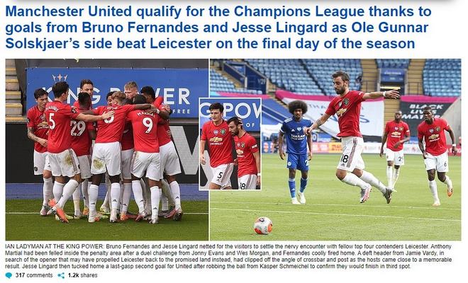 Đoàn quân Solskjaer đánh bại Leicester giành vé dự Champions League