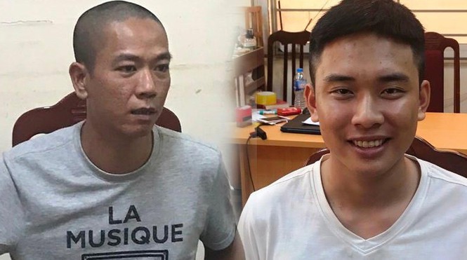 Hoàng Ngọc (trái) bị bắt giữ rạng sáng 29/7 tại Hải Phòng.