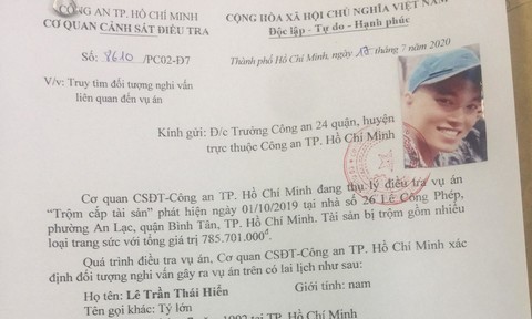 Công an đề nghị đối tượng Lê Trần Thái Hiển ra trình diện.