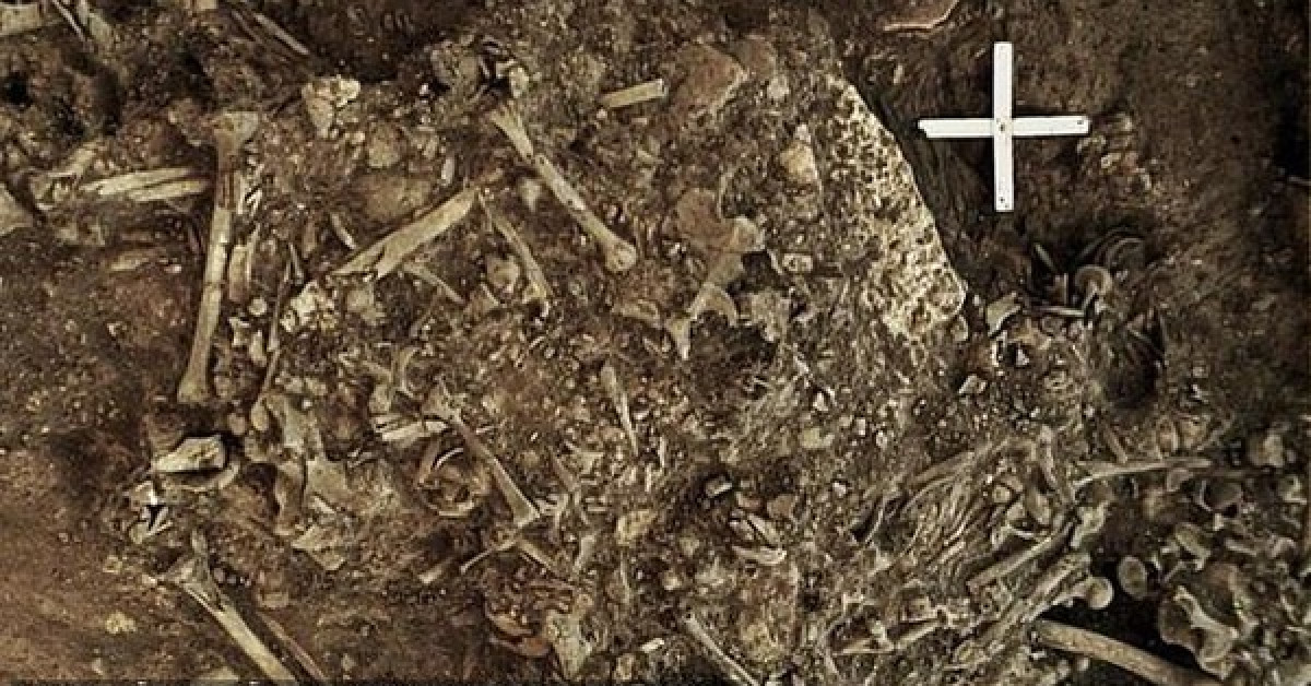 Cận cảnh ngôi mộ cổ mang bằng chứng về bệnh dịch hạch thời đại đồ đá mới - ảnh do nhóm nghiên cứu cung cấp