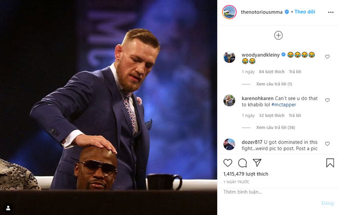 McGregor khơi lại chuyện xoa đầu đàn anh Mayweather trên trang cá nhân