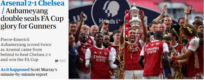 Cú đúp Aubameyang giúp Arsenal&nbsp;vô địch FA Cup