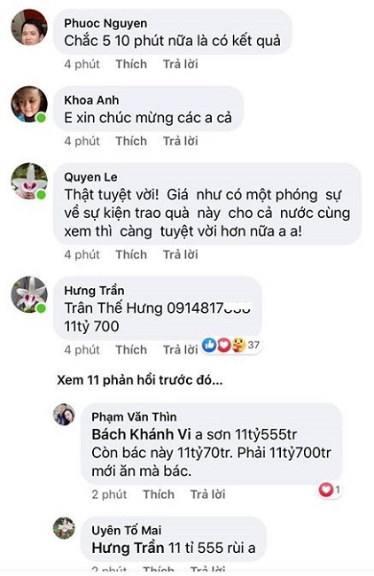 Người trả giá cao nhất và thắng cuộc&nbsp;là anh Trần Thế Hưng.