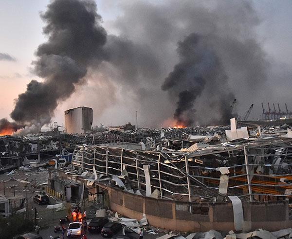 Hiện trường vụ nổ lớn ở thủ đô Beirut (Lebanon). Ảnh: New York Times