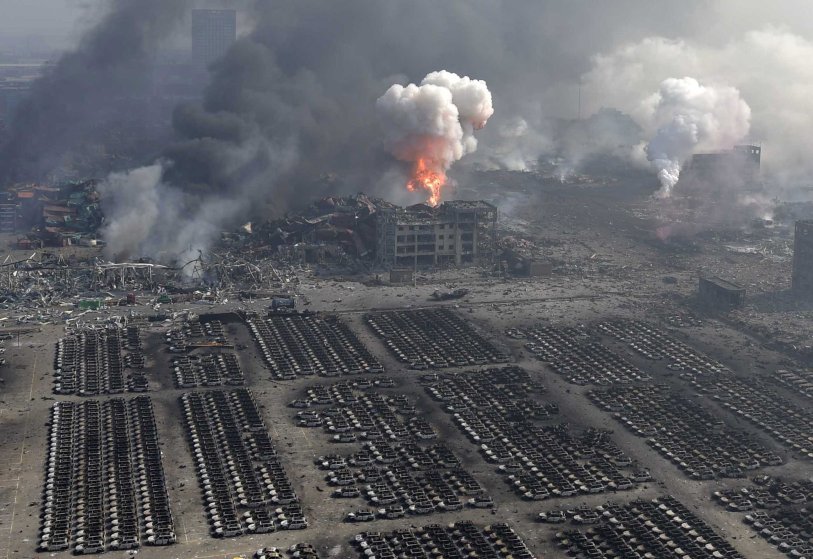 Hiện trường vụ nổ ở thành phố Thiên Tân, Trung Quốc năm 2015. Ảnh: Tân Hoa xã