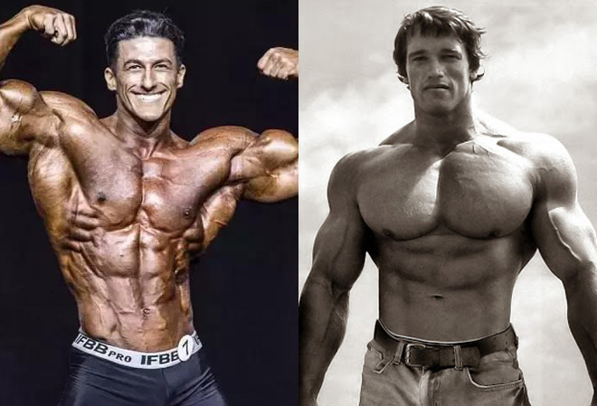 Anh đặc biệt thần tượng Arnold Schwarzenegger (phải), lực sĩ huyền thoại từng vào vai "Kẻ hủy diệt"