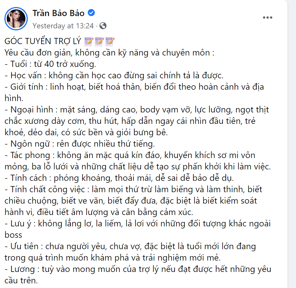 Màn tuyển trợ lý siêu "lầy lội" của diễn viên BB Trần