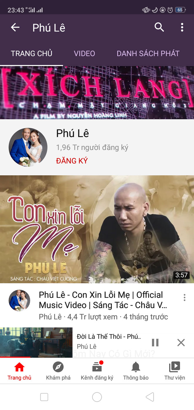 Kênh Youtube của Phú Lê có lượng theo dõi "khủng".