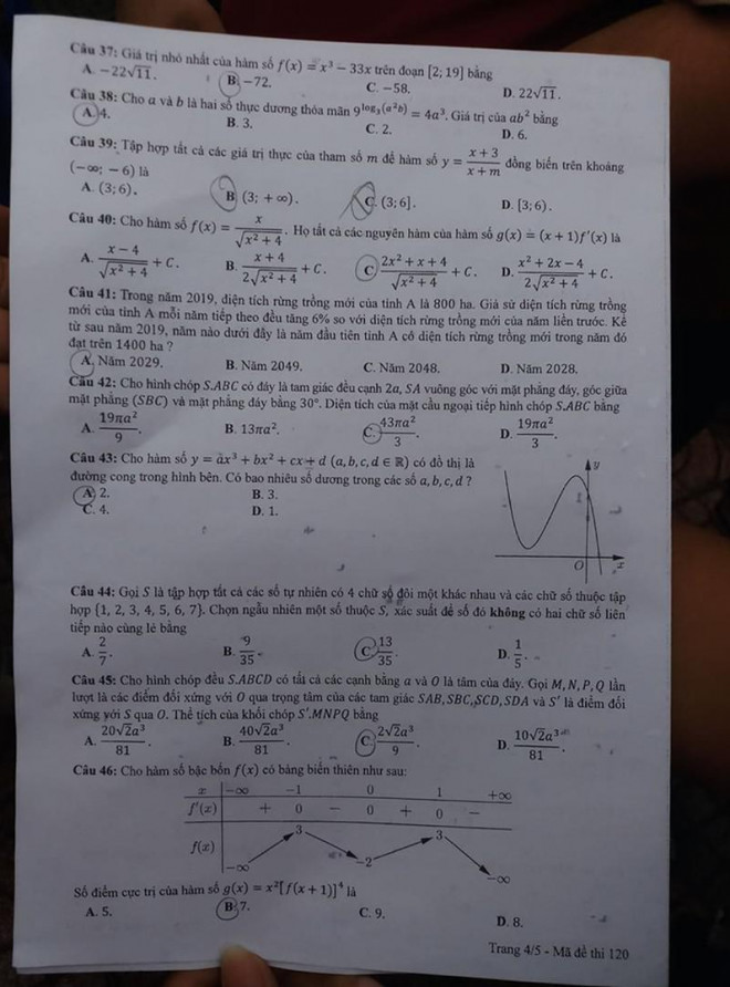 Đề Toán kỳ thi THPT 2020 - 4