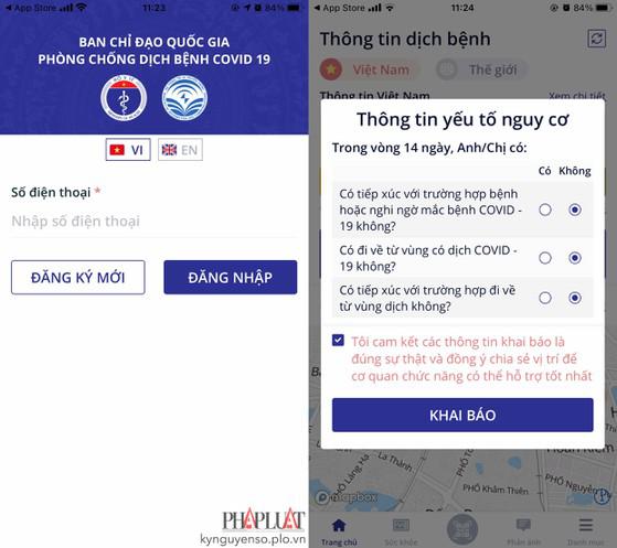Đăng ký tài khoản NCOVI và khai báo y tế trong lần đầu sử dụng. Ảnh: MINH HOÀNG