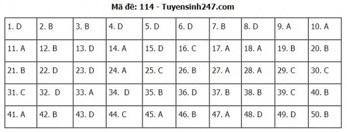 Gợi ý đáp án đề thi môn Toán kỳ thi THPT 2020 - Full 24 mã đề - 14