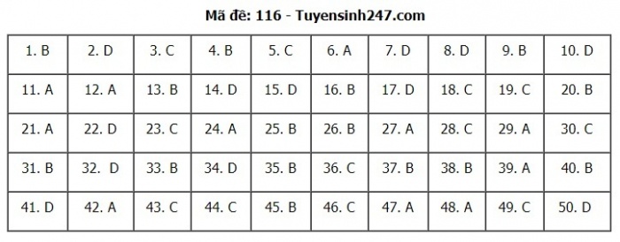 Gợi ý đáp án đề thi môn Toán kỳ thi THPT 2020 - Full 24 mã đề - 16