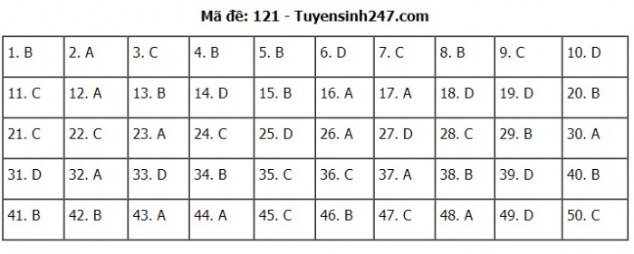 Gợi ý đáp án đề thi môn Toán kỳ thi THPT 2020 - Full 24 mã đề - 21