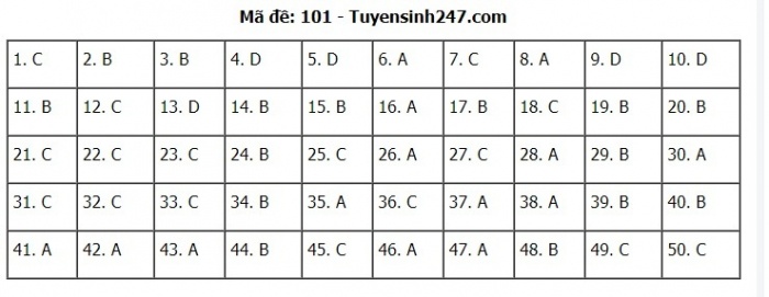 Gợi ý đáp án đề thi môn Toán kỳ thi THPT 2020 - Full 24 mã đề - 1