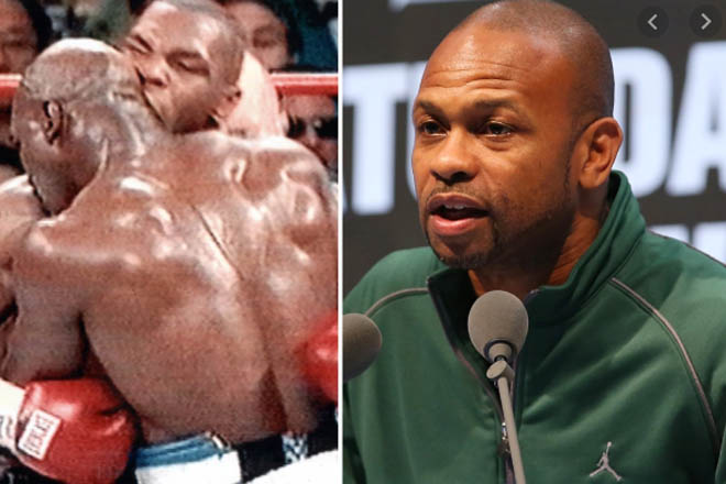 Đối đầu Roy Jones (ảnh phải), chuyên gia lo ngại Mike Tyson sẽ lặp lại scandal năm 1997 trước Holyfield