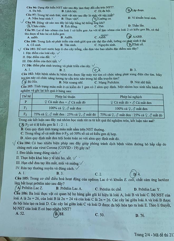 Đề thi, gợi ý đáp án đầy đủ môn Sinh học tốt nghiệp THPT 2020 - 2